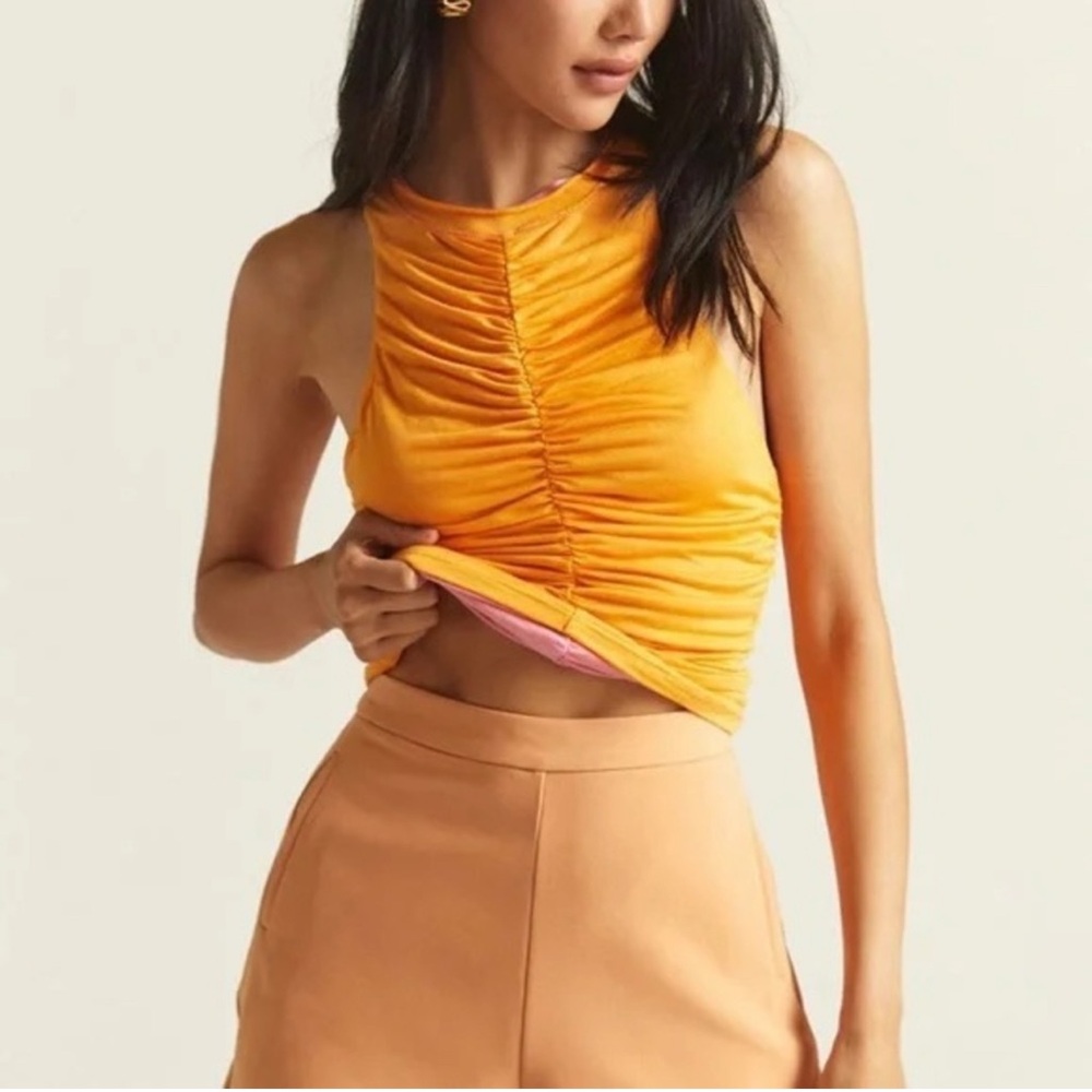 Anthropologie Reversible Ruched Tank Top – Pink & Orange | NWT | Size M